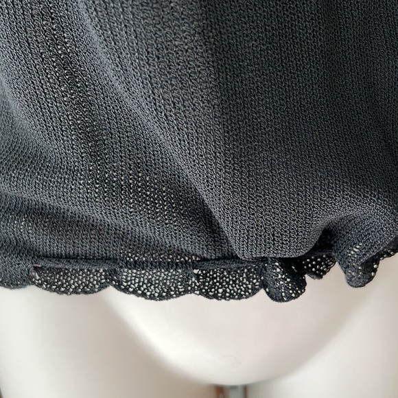 VINTAGE EMBELLISHED 80s Feather red Rosette 1-sleeved knit jersey black 6 - Picture 3 of 16